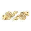 Brass Micro Pave Clear Cubic Zirconia Connector Charms KK-Q775-08G-2