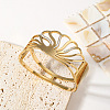 Shell Shape 304 Stainless Steel Pave Crystal Rhinestone Hinged Bangles for Women FS-WGE9198-01-1