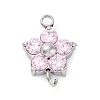 304 Stainless Steel Micro Pave Cubic Zirconia Flower Connector Charms STAS-U042-01P-01-1