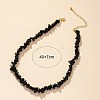 Natural Obsidian Chips Beaded Necklace NJEW-FZ00002-1