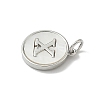 Brass Pave Natural Shell Flat Round with Letter Charms KK-Z115-13P-X-2