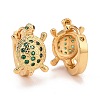 Real 18K Gold Plated Brass Cubic Zirconia Huggie Hoop Earrings EJEW-C012-05-3