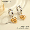 Christmas 304 Stainless Steel Clear Cubic Zirconia Two Tone Hoop Earrings FS-WG279DA-04-2
