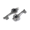 Key Brass Natural Black Agate Big Pendants KK-D361-01AS-15-2