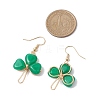 Natural Malaysia Jade Pendant Clover Dangle Earrings EJEW-JE06074-02-3