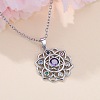 Chakra Lotus Flower Brass Pave Colorful Cubic Zirconia Pendant Necklaces for Women FS-WG17A97-01-1