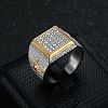 304 Stainless Steel Micro Pave Cubic Zirconia Finger Rings for Men FS-WG6EF44-09-1