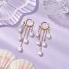 Natural Freshwater Pearl Tassel Hoop Earrings EJEW-TA00521-2