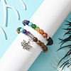 2Pcs 2 Styles Chakra 8mm Gemstone Round Beaded Braided & Stretch Bracelet Sets BJEW-JB10906-3