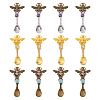 12Pcs 3 Colors Alloy Coffee Tea Spoon & Bee Pendants PALLOY-GA00013-1