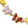 PVD Vacuum Plating 304 Stainless Steel Colorful Enamel Butterfly Link Chain Bracelets BJEW-P334-09G-2