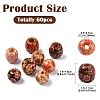 60Pcs 3 Styles Printed Natural Wood Beads WOOD-YW0001-31-2