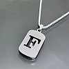 Rectangle with Laser Cut Letter 201 Stainless Steel Initial Pendant Necklaces WGA5E8C-06-1