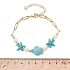 Synthetic Turquoise & Shell Pearl Beaded Link Bracelets BJEW-JB13807-01-3