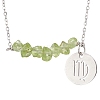 Natural Peridot Chip & Constellation Pendant Necklaces NJEW-JN05084-06-1