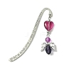 3Pcs 3 Colors Glass Bead Heart Angel Bookmarks AJEW-JK00276-3