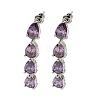 Rack Plating Platinum Tone Brass Cubic Zirconia/Glass Studs Earrings for Women EJEW-H310-01P-2