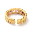 Rectangle Brass Micro Pave Cubic Zirconia Open Cuff Ring for Women RJEW-Z044-04G-02-3