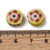 Flat Round Handmade Floral Porcelain Beads PR-CBA03B0-02C-3