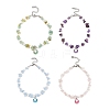 4Pcs 4 Styles Alloy Enamel Shell Shape Charm White Round Shell Pearl & Natural Rose Quartz & Flower Amazonite & Dyed Aquamarine & Amethyst Chip Beaded Anklets AJEW-AN00734-2