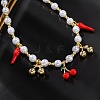 Brass Micro Pave Clear Cubic Zirconia Beaded Necklaces NJEW-Z059-04G-05-1