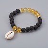 Cowrie Shell Charm Stretch Bracelets BJEW-JB04088-03-1