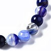 Natural Striped Agate/Banded Agate Beaded Stretch Bracelets BJEW-Q692-03E-5