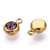 201 Stainless Steel Rhinestone Charms X-STAS-S068-06G-1