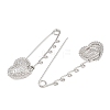 Hammered Heart 304 Stainless Steel Safety Pins Brooch Findings SA-CBA098D-15D-P05-2