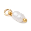 Natural Cultured Freshwater Pearl Potato Charms with Brass Jump Rings PALLOY-JF04176-01-4
