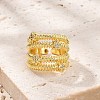 Rack Plating Brass Micro Pave Clear Cubic Zirconia Open Cuff Finger Rings for Women RJEW-M028-103G-3