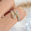 Flat Round Brass Micro Pave Clear Cubic Zirconia Finger Rings FS-WGBC030-01-3