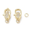 Brass Micro Pave Clear Cubic Zirconia Lobster Claw Clasps ZIRC-Q024-19G-3