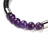 Natural Amethyst Round Bead Braided Leather Cord Bracelets for Men Women BJEW-A009-11P-10-2