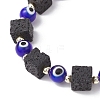Natural Lava Rock & Handmade Lampwork Beads Stretch Bracelets BJEW-JB11984-04-4