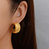 Stylish Stainless Steel Striped C-Shaped Stud Earrings for Women's Daily Wear CD0709-1