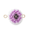 7Pcs 7 Colors Halloween Glass Peal & Glass Seed Beaded Round Eye Links Connector Charms PALLOY-MZ00948-2