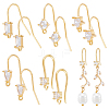 20Pcs 5 Style Brass Micro Pave Clear Cubic Zirconia Earrings Findings EJEW-UN0002-44-1