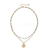2Pcs 2 Styles 304 Stainless Steel Moon Sun Pendant Colorful Enamel Cable Chain Double Layer Necklaces for Women NJEW-JN05809-4