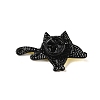 Black Zinc Alloy Rhinestone Brooches JEWB-E037-01EB-05-2