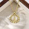 Brass Clear Cubic Zirconia Flat Round with Virgin Mary Pendant Necklaces NJEW-C071-07A-G-3