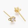 Brass Micro Pave Clear Cubic Zirconia Stud Earring Findings LS-ZIRC-L098-043G-2