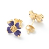 Brass Enamel Stud Earrings EJEW-H125-14B-G-2