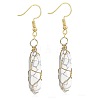 Crystal Hexagon Handmade Copper Wire Wrapped Earrings Natural Stone Column Earrings ND6138-9-1