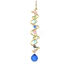 Iron Spiral & Glass Octagon & Teardrop Hanging Suncatchers HJEW-F025-01G-01-1