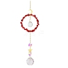 Crystal Glass with Natural Red Coral Sun Catcher Pendant PW-WG84674-09-1