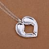 Simple Silver Color Plated Brass Heart Wing Pendant Necklaces For Women NJEW-BB12774-2