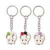 Skull Synthetic Turquoise & Flower Resin Keychain KEYC-JKC00844-1