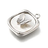 Brass Pave Natural White Shell Pendants KK-U061-07P-2