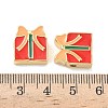 Christmas Brass Enamel Beads KK-I474-G07-3